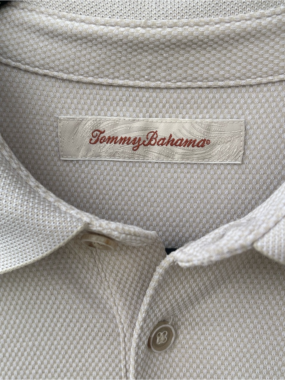 Tommy Bahama Light Beige Short Sleeve Polo Size L